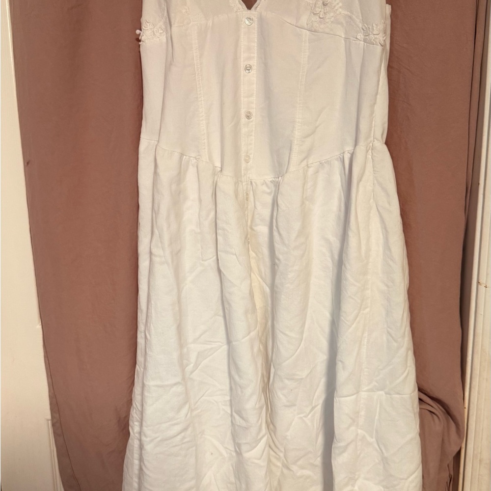wild fable White Tiered Button-Front Maxi Dress